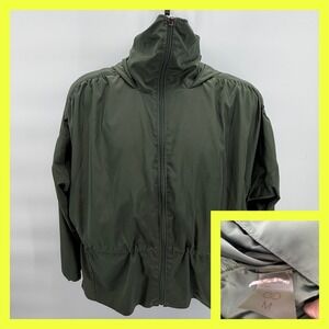 CALIA by Carrie Underwood Women's Full Zip Hooded Windbreaker Jacket Green Med